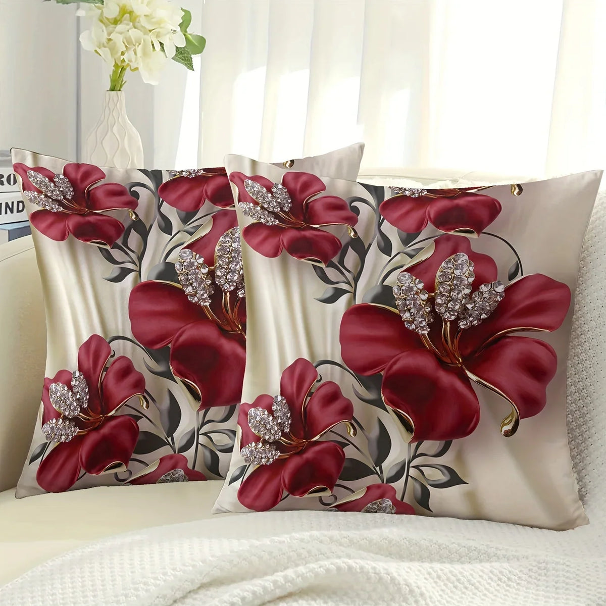Modern Floral Decorative Pillowcase