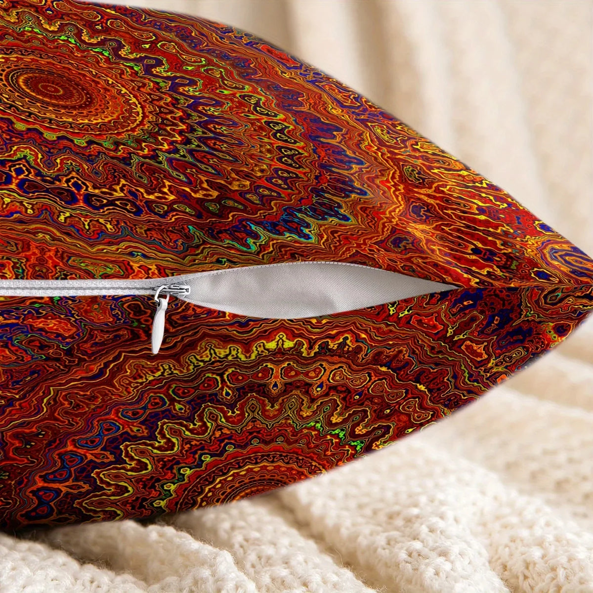 Red and Gold Mandala Bohemian Pillowcase
