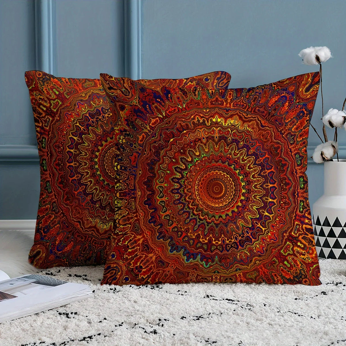 Red and Gold Mandala Bohemian Pillowcase