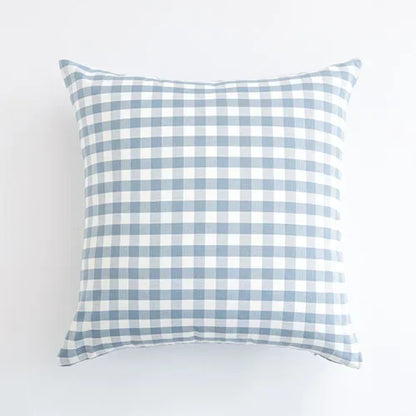 Light Blue Plaid Decorative Pillow Cover