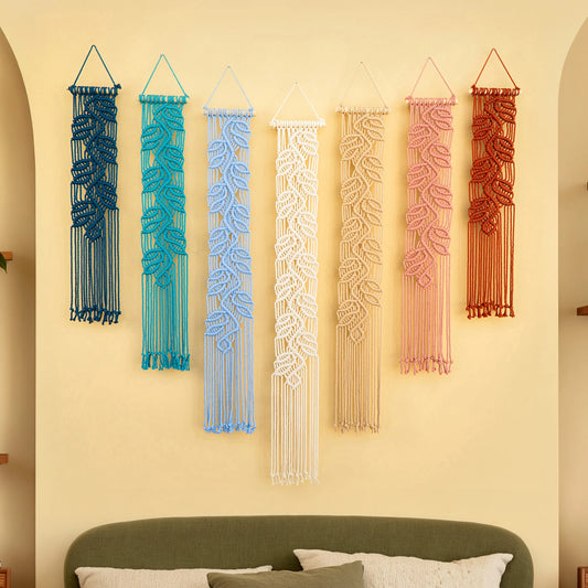 Vela Vertical Macrame Wall Hanging - Blue & Pink