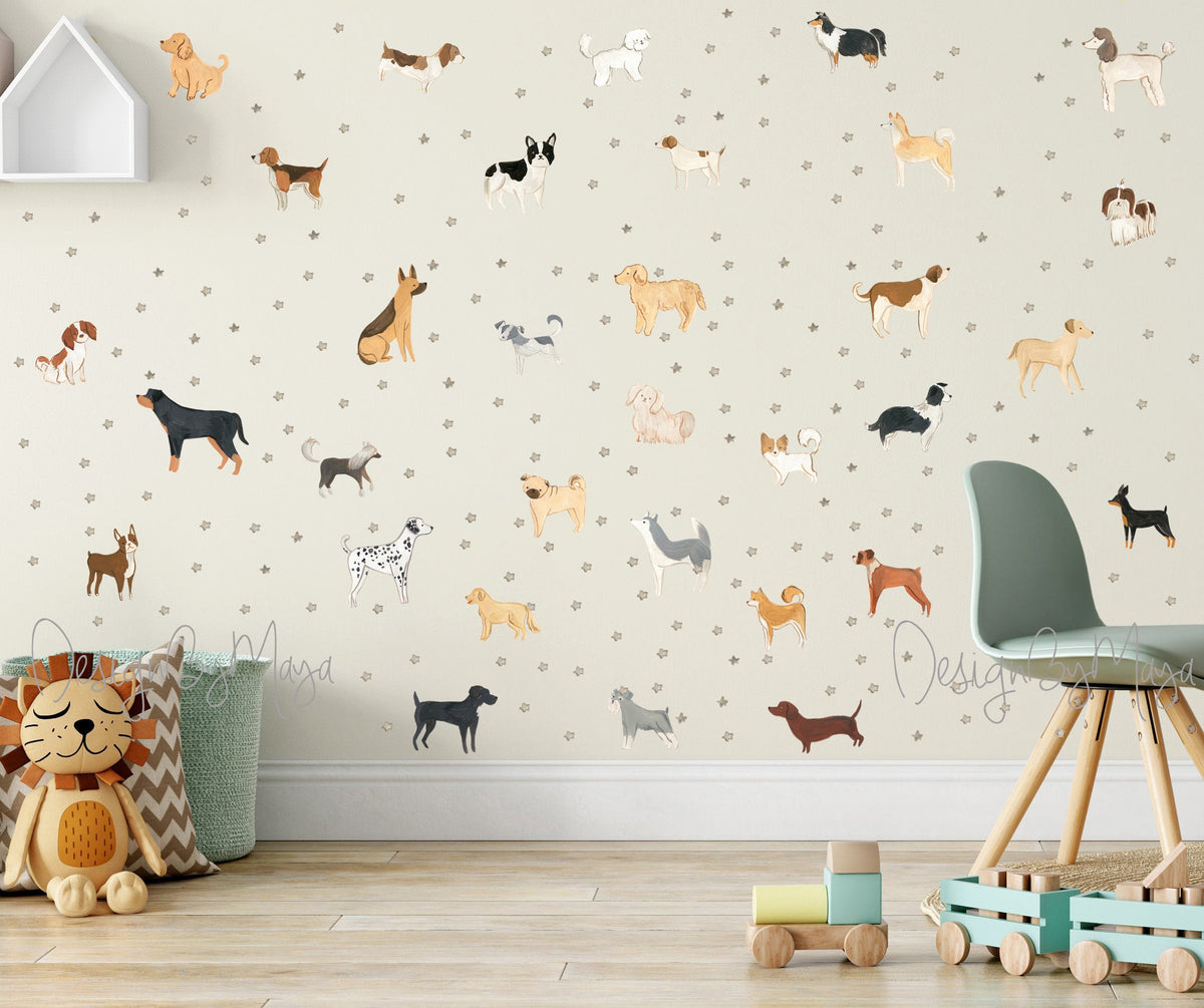 Fabric Dog Wall Decals for Nursery and Kids' Rooms