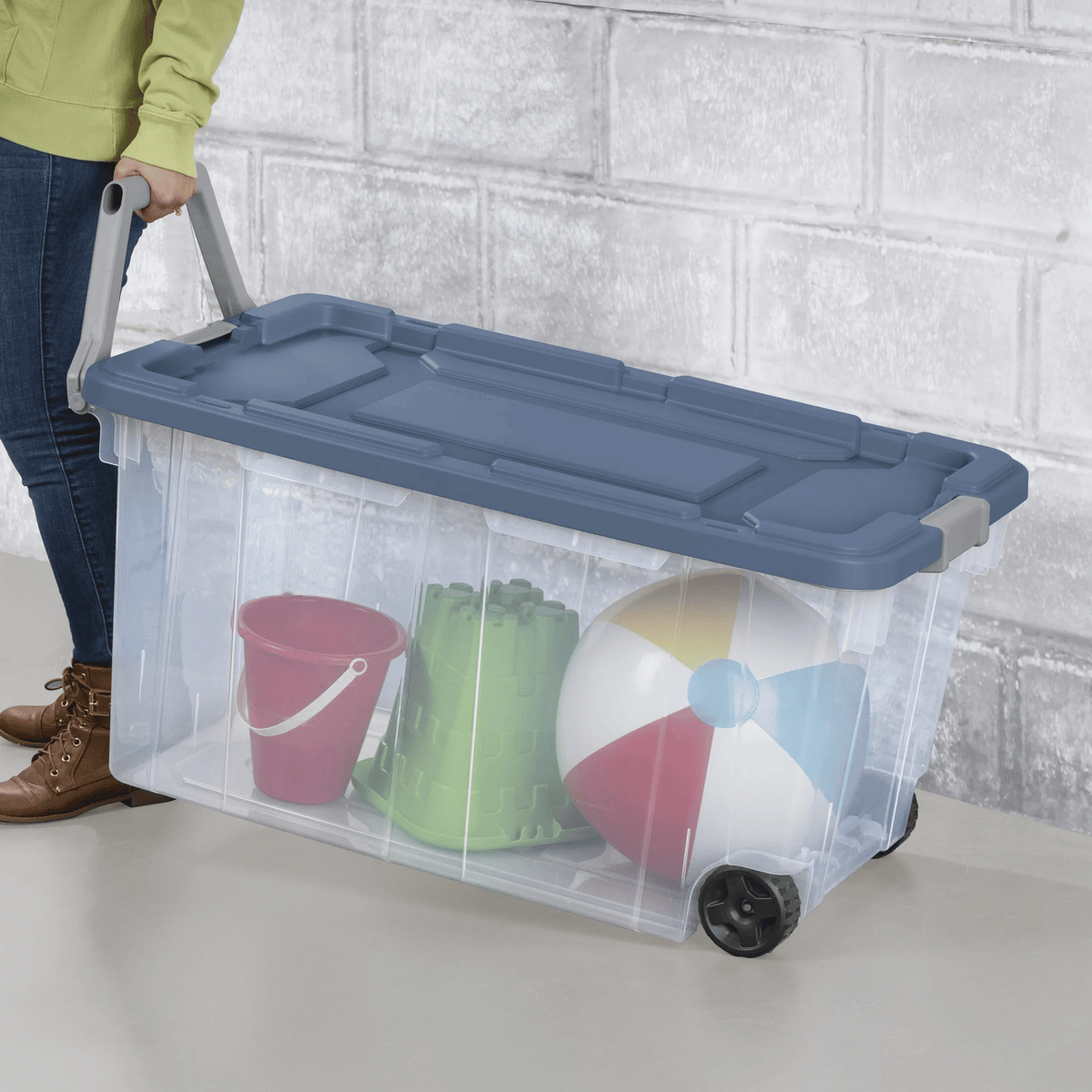 Extra Large 160 Quart Clear Plastic Storage Bins with Wheels, 2 Pack
